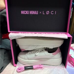 Nicki Minaj x LØCI White and Pink Platform Sneakers